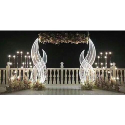 New Leaf Shape Arch Wedding Ceremony Iron Shelf Seaweed Arch Decoration Wedding Props Seaweed Road Guide