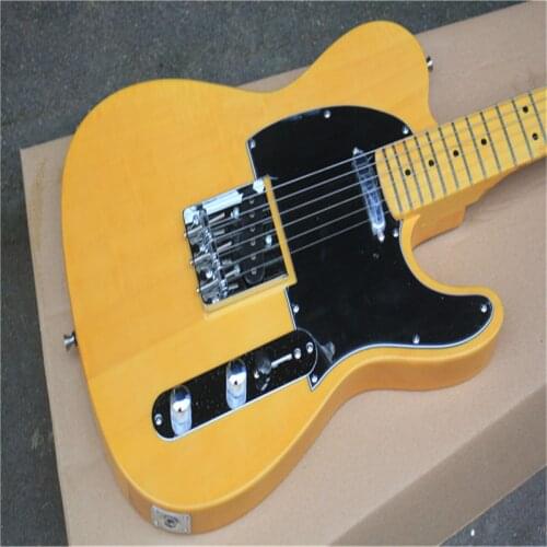 New solid basswood body electric guitar, light yellow 6-string high gloss guitar, maple fingerboard, free transportation