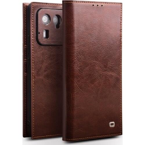 New Qialino Genuine Leather Flip Cover For Xiaomi Mi 10 11 Ultra Real Cowhide Skin Case For Xiaomi Mi10 Mi11 Pro Card Pocket