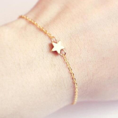 Utrend Simple Tiny Gold Color Star Bracelets Dainty Chain & Link Bracelet Femme Delicate Everyday Jewelry Gift