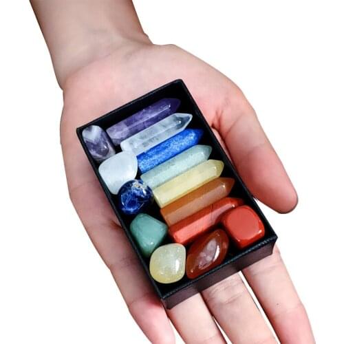 Multi-colored Crystal Energy Stones Topaz Gems Yoga for Aquarium Gift Box