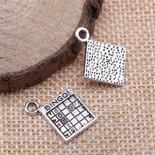 Charms for Jewelry Making Findings Handmade DIY Craft 15pcs Antique Silver Color 15x17mm Bingo! Minesweeper Game Charms Pendant