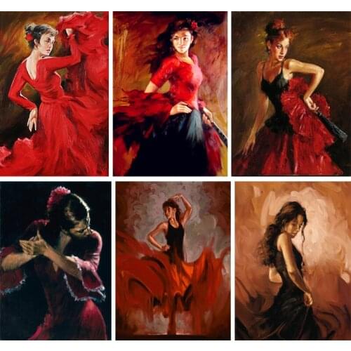 Modern Abstract Painting Woman Portrait Canvas art Spanish Dancer Tango Handmade figurative Oil paintings for room decor