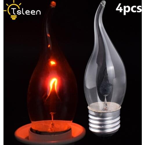 4Pcs Retro E27 E14 3W LED Edison lamp Flame Flame Decoration Tail Chandelier Light Effect Fire Light Bulbs Flickering Emulation