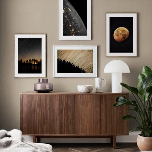 Nightfall Moon Space Photography Wall Art Print paper Painting Nordic Posters And Prints Wall Pictures For Living Room Decor