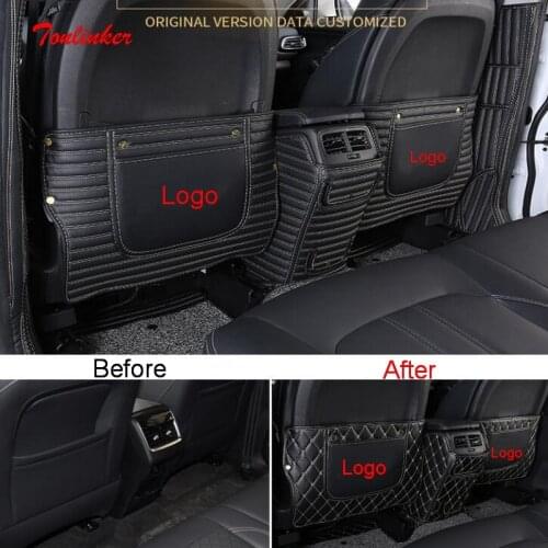 Tonlinker 3 Pcs DIY Car Styling Leather The Rear Seat Kick Pad Cover Case stickers for hyundai santafe ix45 2016 Accessories