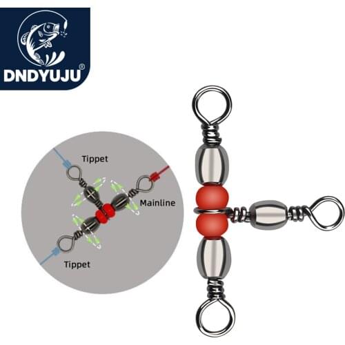 DNDYUJU 100pcs 3Way Swivels Brass Barrel Rolling Triple Swivels Bearing Fishing Connector Solid Ring Fishing Tackle Accessories