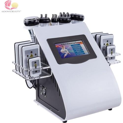 6 In 1 40K Ultrasonic Cavitation Vacuum Radio Frequency Laser 8 Pads Lipo Laser Slimming Machine for Home Use