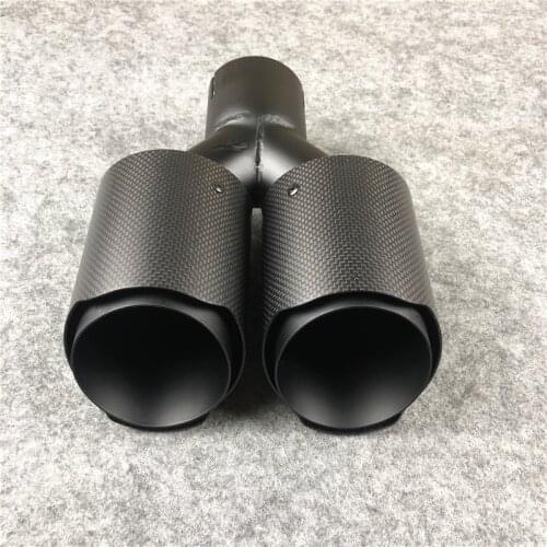 Real Dual Matte Carbon Black Stainless Steel Universal For Akrapovic Exhaust Tip Double End Pipe For BMW BENZ 1pcs