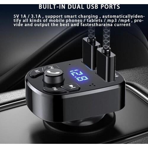Universal Radio Receiver Bluetooth FM Transmitter LED Screen Car Charger Quick With QC3.0 Dual USB Voltmeter & AUX IN/OUT