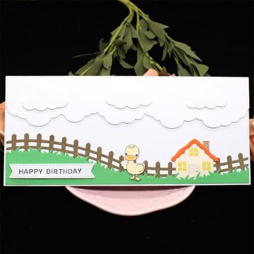 ZFPARTY Slimline Farm Scene Borders Metal Cutting Dies Stencils for DIY Scrapbooking Decorative Embossing DIY Paper Cards