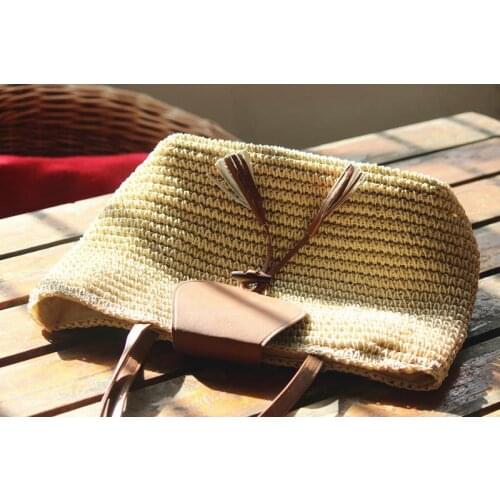 39x30CM New Crochet Womens Summer Straw Bag Shoulder Bag Travel Holiday Bag a6330