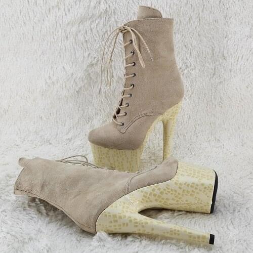 Leecabe 17CM/7inches ankle boots lace up High Heel platform party shoes Pole Dance boot