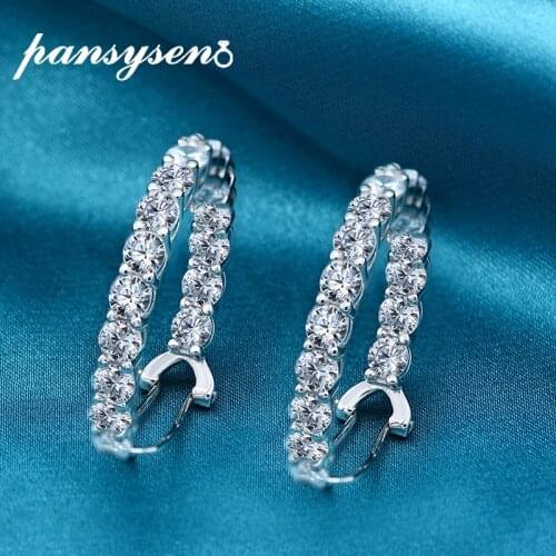 PANSYSEN 100% 925 Sterling Silver Jewelry Earrings for Women 4mm Created Moissanite Diamond Clip Earrings Wholesale Fine Jewelry