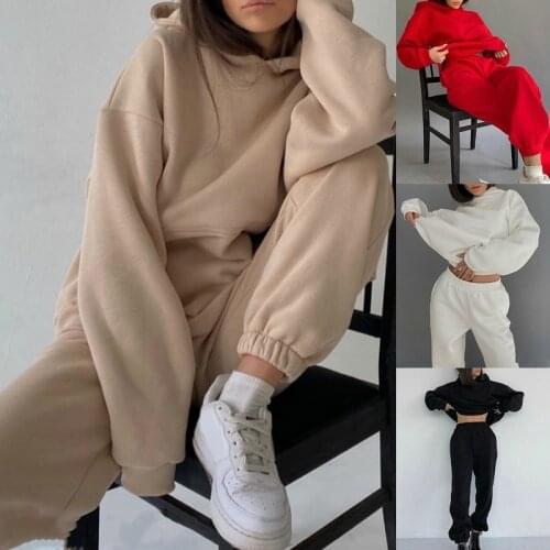 New Autumn Winter Trasuit Two Piece Set Womens Hooded Sweatshirt And Pants 2PCS Outfits Female Casual Woman Jogger Sport Suit