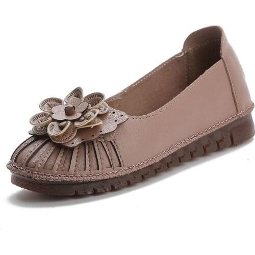 2021 Genuine Leather Women flats shoes Ethnic flower Loafers shoes women Hollow breathable Oxford Female shoes women