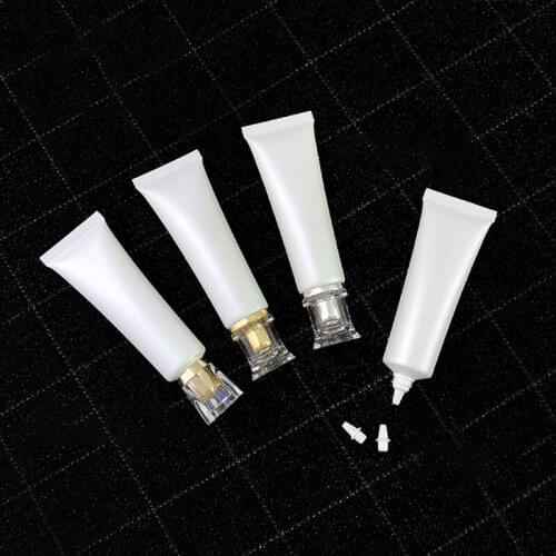 30ml 50pcs/lot Acrylic Lid Cosmetic Soft Tube Empty Makeup Tools Accessories Sunscreen Cream Squeeze Bottle Travel White Matte