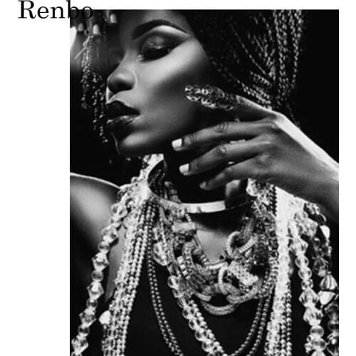5D Diamond Painting Modern Wall Decor Fashionable African Black Women Diy Full Square Drill Diamond Mosaic Embroidery Decor New