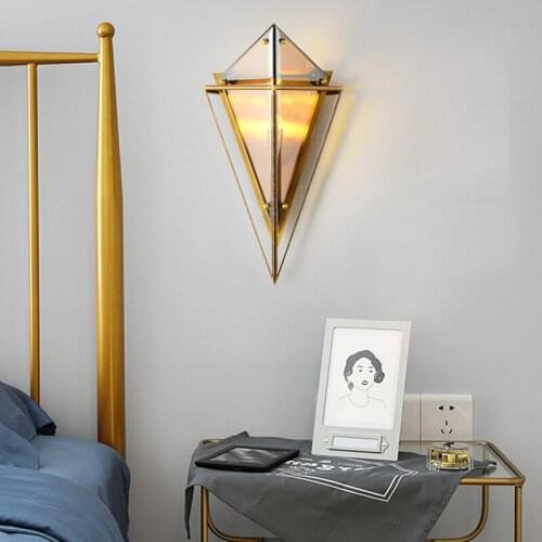 American Vintage Wall Lamp Glass lampshade Wall Light metal Lamp body LED G9*2 Bedroom lights high quality wall sconce 220V