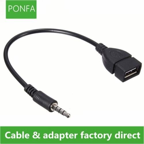 3.5mm Male to USB 2.0 Female Converter AUX Audio Cable 0.15m