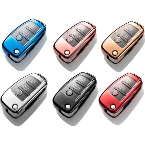 Car Styling Soft TPU Key Case For Audi A1 A3 A4 A5 Q7 A6 C5 C6 Car Holder Shell Remote Cover Car-Styling keychain auto
