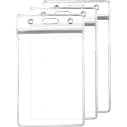 10Pcs/set Transparent Plastic ID Work Card Case Badge Holder Vertical Horizontal Style Available Accessories