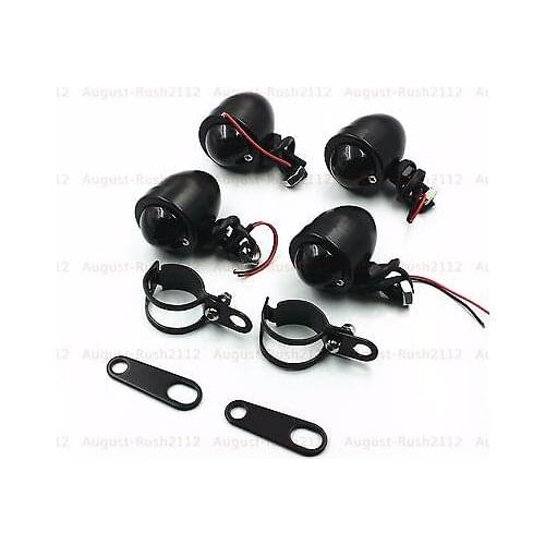 Black TURN SIGNALS Lights Fork Clamps Shock Bracket for Harley Honda Triumph Kawasaki Suzuki Yamaha CB