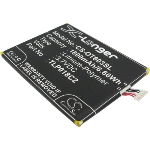 CS 1800mAh / 6.66Wh battery for Alcatel One Touch Idol Ultra, OT-6033, OT-6033X TLP018C2, TLp018C4