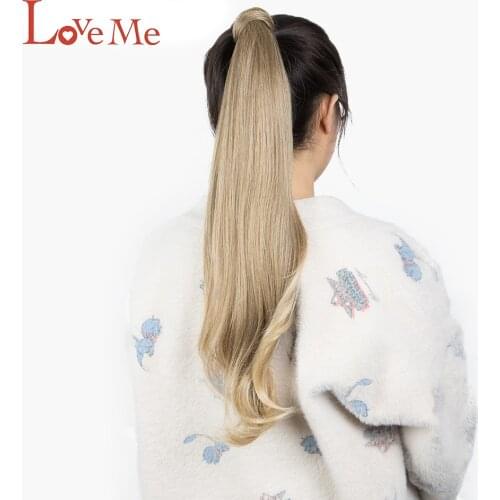 LOVE ME Long Wavy Wrap Around Ponytail Hair Extension Heat Resistant Ombre Synthetic Natural Wave Ponytail Easy Wear