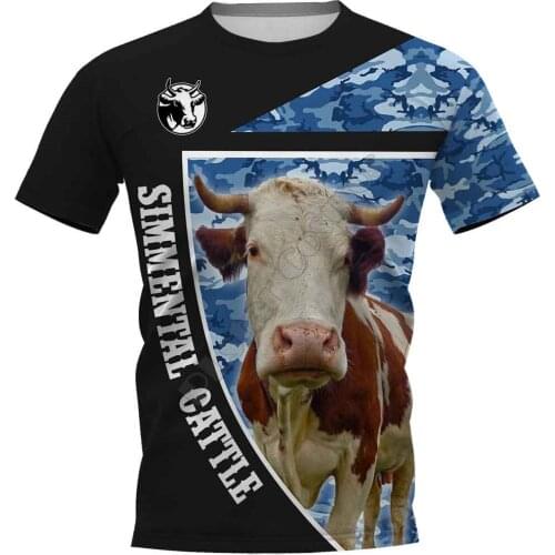 Simmental Cattle 3D Printed t shirts women for men Summer Casual Tees Short Sleeve T-shirts Funny Animals Short Sleeve 02