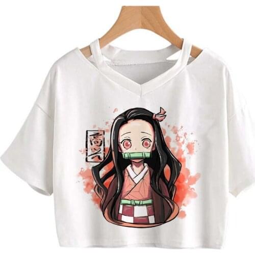 Demon Slayer T Shirt Women Kawaii Kimetsu No Yaiba Graphic Tees Tanjirou Kamado Tops Japanese Anime Tshirt Manga T-shirt Female