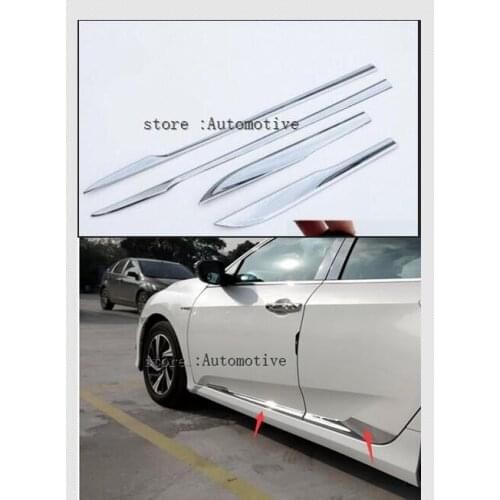 Chrome ABS Car Door Side Body Decoration Trim Car Covers For HONDA CIVIC Sedan 2016 2017 Protective Moulding Car Styling