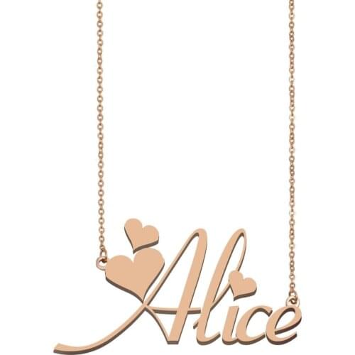 Custom Nameplate Alice Name Necklace Personalized Stainless Steel for Women Girls Best Friends Birthday Wedding Mother Day Gift
