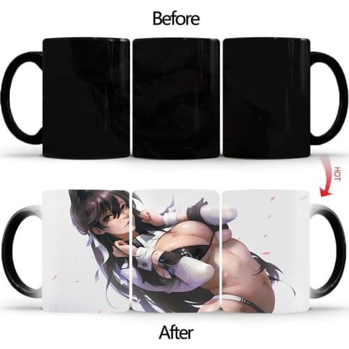 Sexy girl Cup Hot Reaction Coffee Cup Creative Color Changing Ceramic Magic Tea Milk Coffee Mug Funny Gift BSKT-083