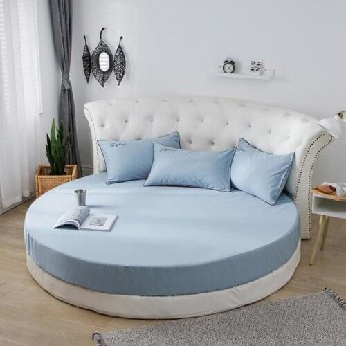 Solid Color 100% Cotton Round Fitted Sheet Round Bed Sheet Bedding Set Customizable Mattress Topper 200cm 220cm