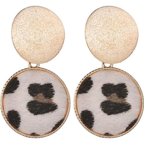 Korean version Leopard print round earrings Simplicity cute women earrings birthday gift