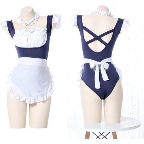 Maid Cosplay Swimsuit Suit Uniform Students Sexy Sailor Fancy Colthing School Girls Costume Schoolgirl Bodysuit Apron Choker Set