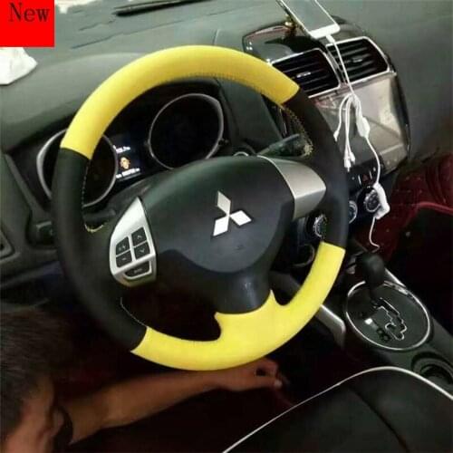 Leather Hand-sewn Car Steering Wheel Cover for Mitsubishi Pajero V73 Lancer Dazzles Sings Outlander Car Accessories