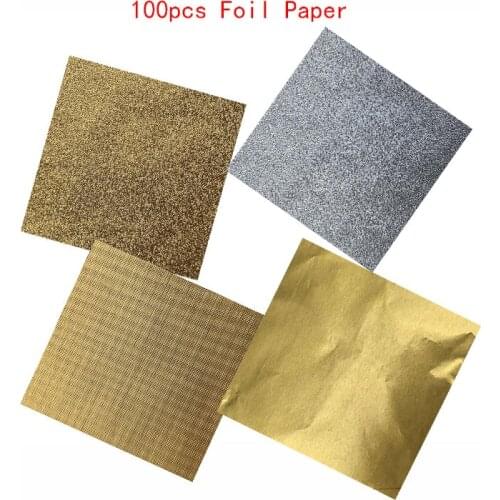 HOT selling 100pcs Art Craft Paper Imitation Gold Sliver Copper Leaf Leaves Sheets Foil Paper for Gilding DIY Craft Decoration