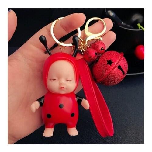 Cute Imitate Sleeping Baby Doll Keychain Key Chain Leather Strap Car Keyring Cartoon Toys Bag Charm Key ring D20