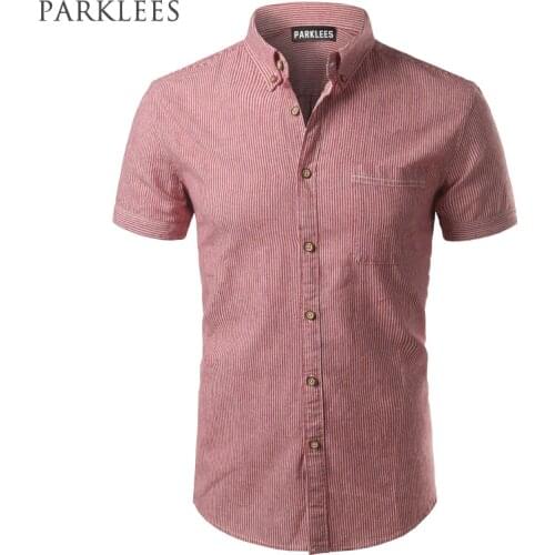 Fashion Striped Shirt Men 2017 Brand New Men Shirt Slim Fit Short Sleeve Mens Dress Shirts Casual Button Down Shirts Homme 4XL