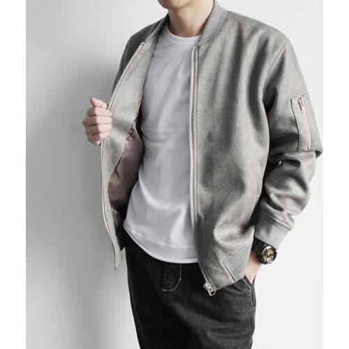 Man Gray Casual Jacket SlimBomber Jackets Men Bombers Homme Windbreaker Men Spring Autumn Mens Jackets And Coats Outwear FYY278