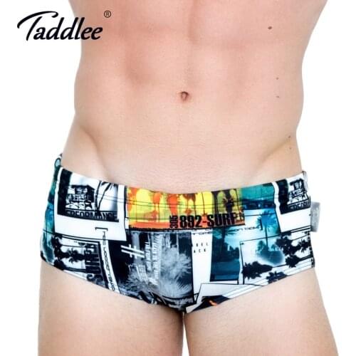 Taddlee Brand 2017 Sexy Men Swimwear Swimsuits Swim Boxer Briefs 3d Printed Mens Board Beach Surfing Shorts Trunks Gay Pouch
