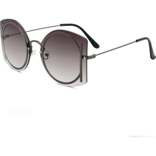 Seemfly New Round Frameless Metal Trim Frame Sunglasses Sun Protection UV400 Goggles Colorful Gradient Personality Trend Glasses