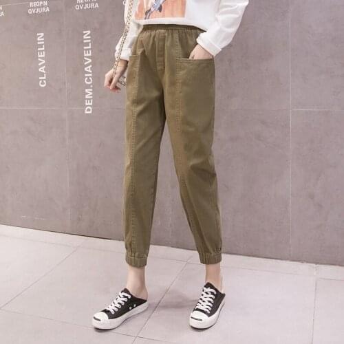 Autumn Women Elastic Waist Pants Casual Trousers Women Leggings Women Nine-point Harem Pants Plus Size