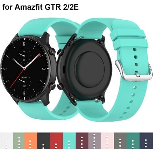 22mm Blue Watch Strap for Amazfit GTR 2e GTR 2/3 Stratos/ GTR 47mm/pace/Stratos/2 Stratos Adjustable Silicone Sports Watch Band