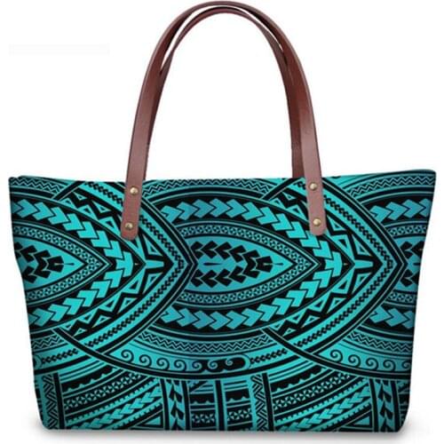 INJERSDESIGNS Luxury Lady Handbags Polynesian Traditional Tribal Print Shoulder Bags For Women Girl Handbag Fashion Womens Bag