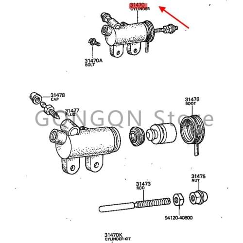 CAR clutch release cylinder assembly 1973- 2000Toy ot a4COR ONA STO UT TOY OAC E clutch