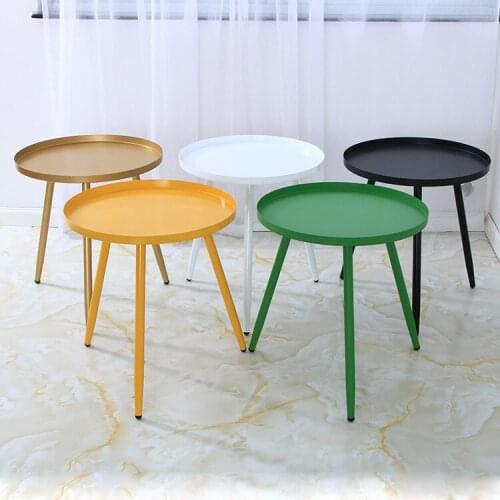 Nordic Iron Small Coffee Table Modern Sofa Corner Table Living Room Side Table Balcony Coffee Table Bedside Small round Table