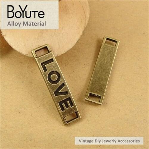 BoYuTe (60 Pieces/Lot) 28*6MM Antique Bronze Plated Zinc Alloy Love Connector for Jewelry Components